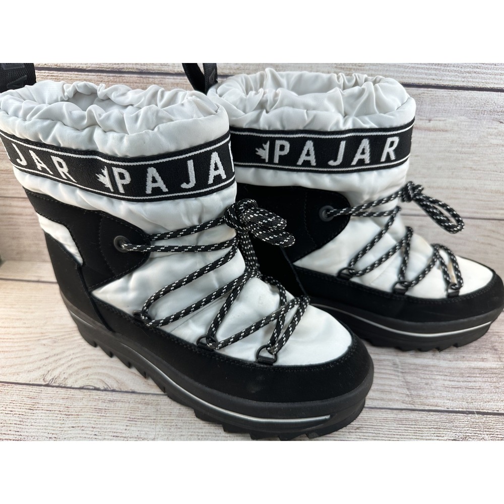 Pajar Women's White & Black Canada Galaxy Ankle Lace Up Snow Boots Size 7.5 NWOB